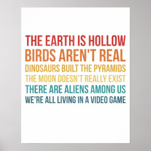 Lättfunna Dinosaur Flat Earth Alien Conspirory Teo Poster