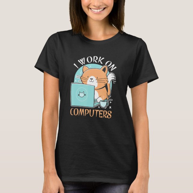 Lättfunna Djurälskare för katt- och datorbärbara d T Shirt (Framsida)