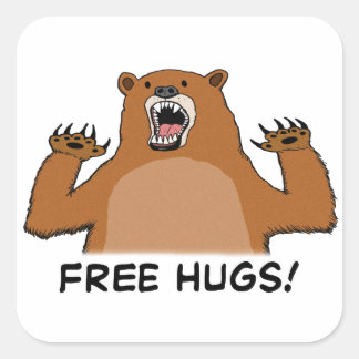Lättfunna fria Bear Hugs Fyrkantigt Klistermärke