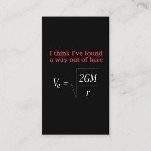 Lättfunna fysik Joke Escape Velocity Gravity Scie Visitkort