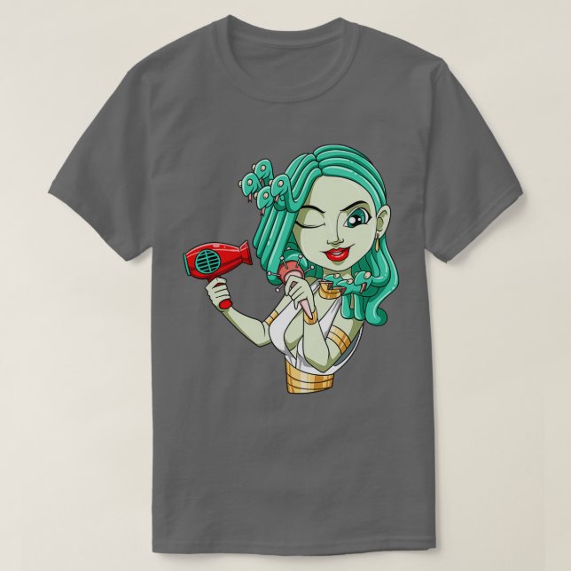 Lättfunna hårfrisörmytologi med torktumlarkurvor t shirt (Design framsida)