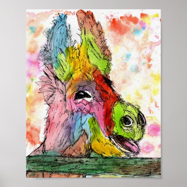 Lättfunna och färgfulla Donkey-Poster - 8" x10" Poster (Framsidan)