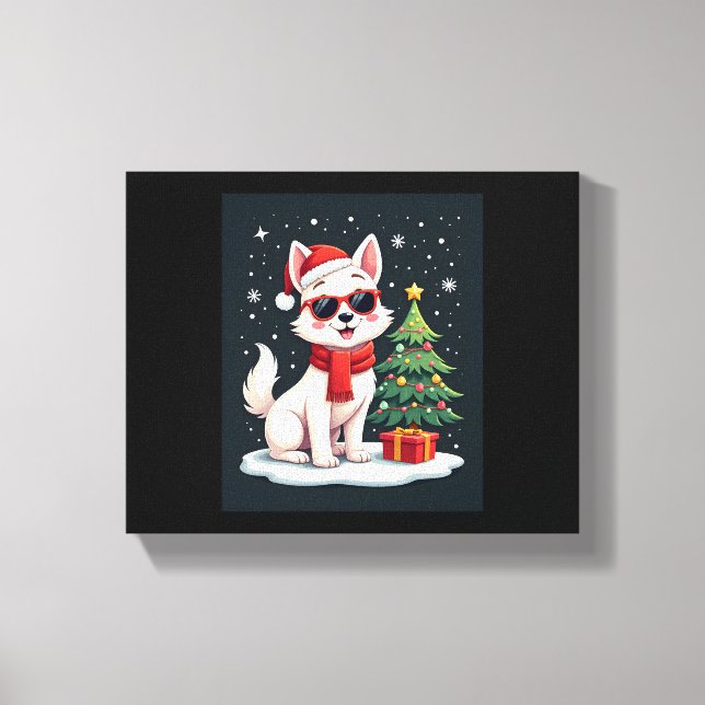 Lättfunna solglasögon Hund med Julgran C Canvastryck (Framsida)