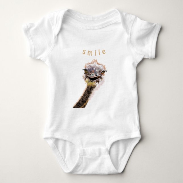 Lättfunny Baby Bodykostym med Playful Ostrich - Sm T Shirt (Framsida)
