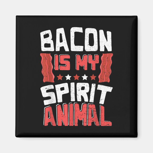 Lättfunny Bacon_ Bacon är mitt andliga djur - BBQ Magnet (Framsidan)