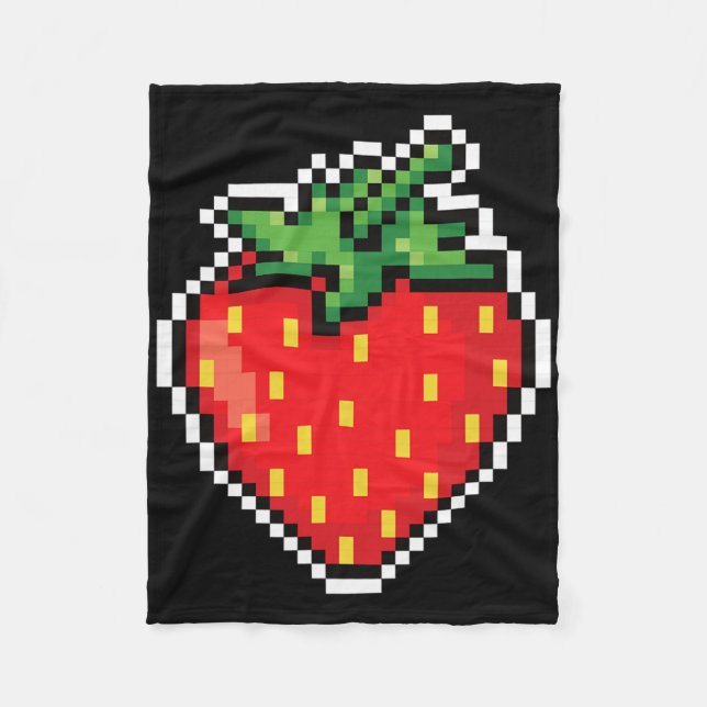 Lättfunny Easy Halloween Costume Pixel Strawberry  Fleecefilt (Framsidan)