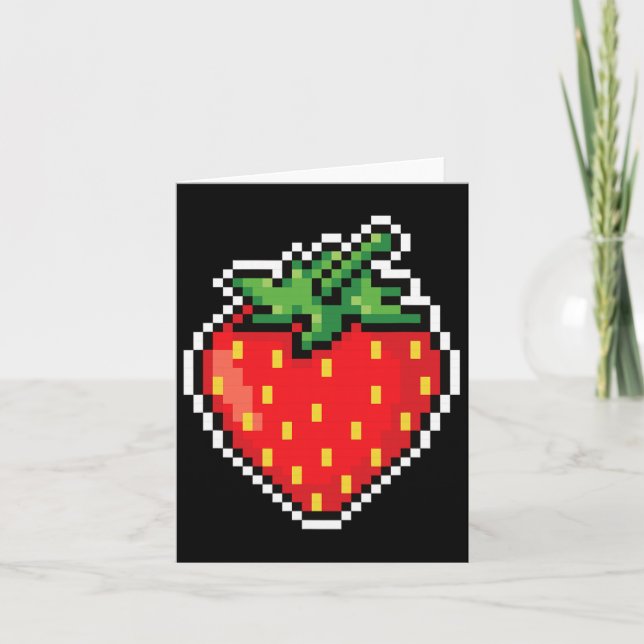 Lättfunny Easy Halloween Costume Pixel Strawberry  Kort (Framsida)