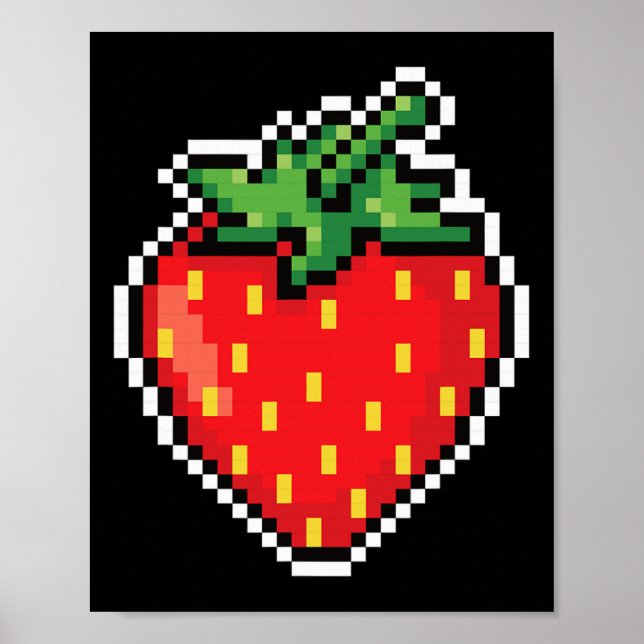 Lättfunny Easy Halloween Costume Pixel Strawberry  Poster (Framsidan)