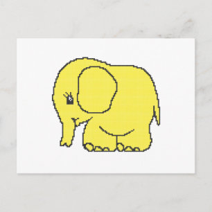 Lättfunny gult av elefant med kor-stygn vykort