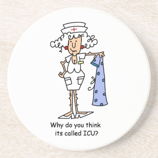 Lättfunny ICU Nurse T-shirts och presenter Underlägg Sandsten (Framsidan)
