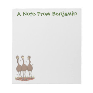 Lättfunny illustration av australisk emu trio-teck anteckningsblock