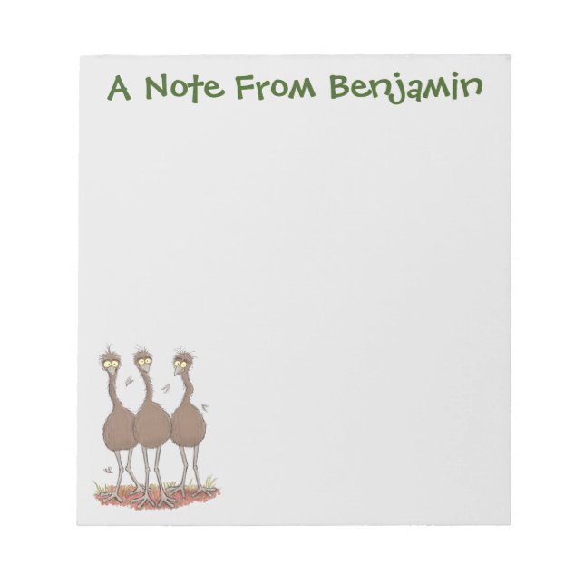 Lättfunny illustration av australisk emu trio-teck anteckningsblock (Framsida)