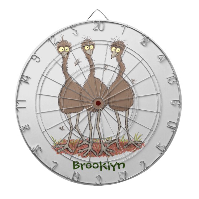 Lättfunny illustration av australisk emu trio-teck darttavla (Framsidan)