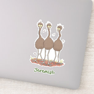 Lättfunny illustration av australisk emu trio-teck klistermärken