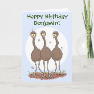 Lättfunny illustration av australisk emu trio-teck kort
