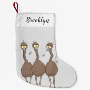 Lättfunny illustration av australisk emu trio-teck liten julstrumpa