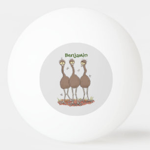 Lättfunny illustration av australisk emu trio-teck pingisboll