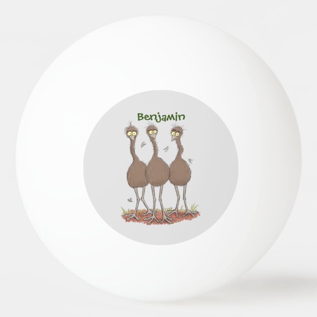 Lättfunny illustration av australisk emu trio-teck pingisboll (Framsidan)