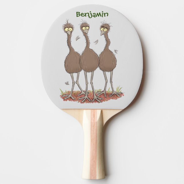 Lättfunny illustration av australisk emu trio-teck pingisracket (Framsidan)