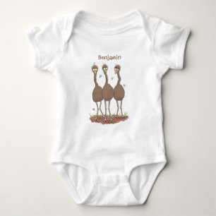 Lättfunny illustration av australisk emu trio-teck t shirt