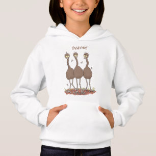 Lättfunny illustration av australisk emu trio-teck t shirt