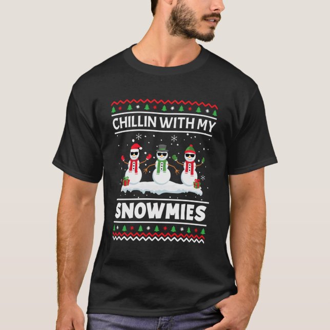 Lättfunny Julafton Pajama Ugly jul Chillin med mit T Shirt (Framsida)