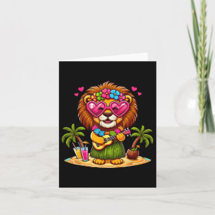 Lättfunny Lejon hawaiiska Costume Kids Summer Vaca Kort