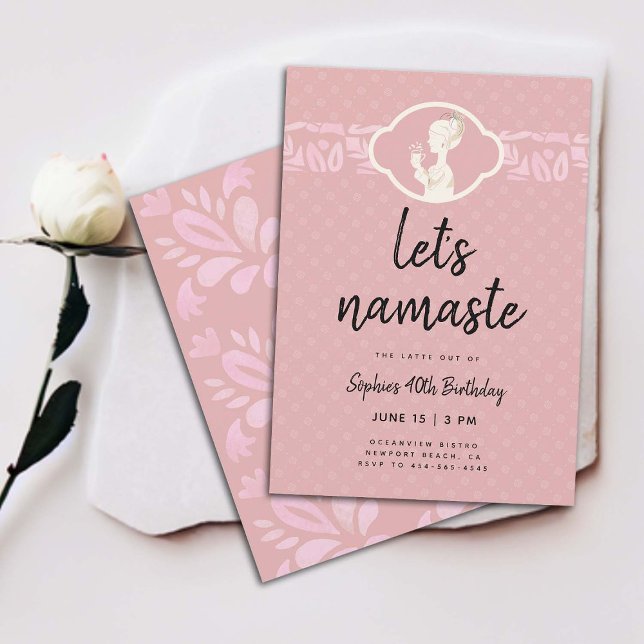 Lättfunny: Namaste sena kvinnor 40:e födelsedagen  Inbjudningar (funny 40th birthday invitation for women coffee latte party namaste yoga joke clean elegant classy )