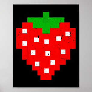 Lättfunny Pixel Strawberry 80s Videospelstumma Poster