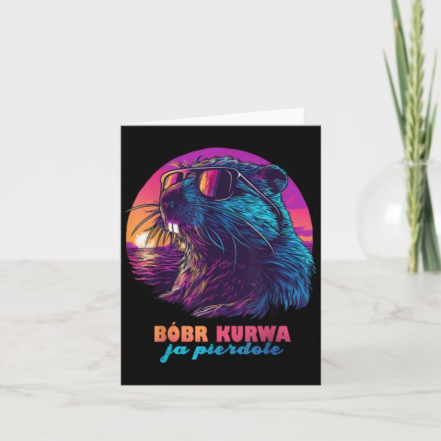 Lättfunny polsk Beaver Meme - Bobr Bober Kurwa Ja  Kort (Framsida)