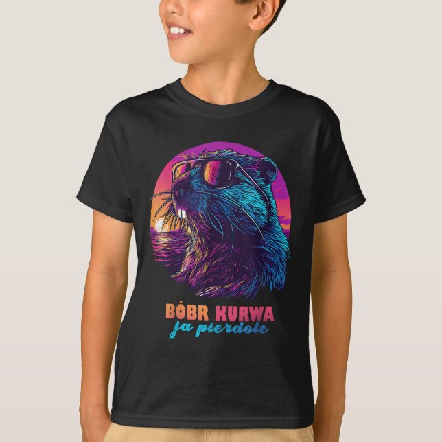 Lättfunny polsk Beaver Meme - Bobr Bober Kurwa Ja  T Shirt (Framsida)