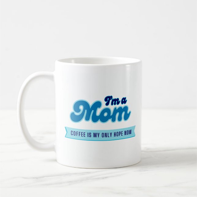 Lättfunny retro Mamma - Kaffe är min enda hoppblåt Kaffemugg (Vänster)