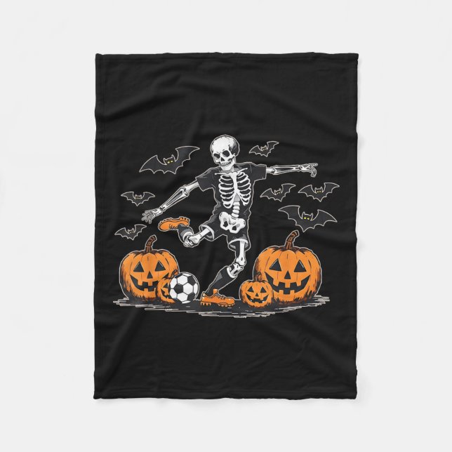 Lättfunny Skeleton Soccer Manar Boys Kids Hallowee Fleecefilt (Framsidan)