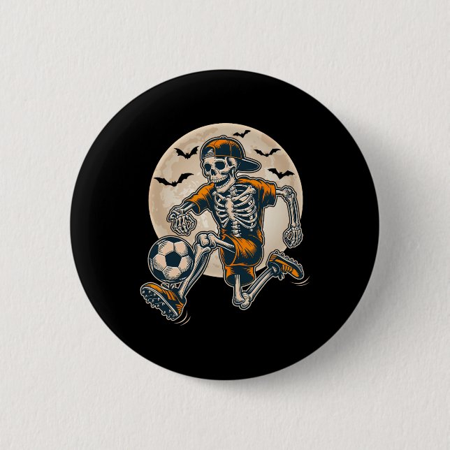 Lättfunny Skeleton Soccer Manar Boys Kids Hallowee Knapp (Framsida)