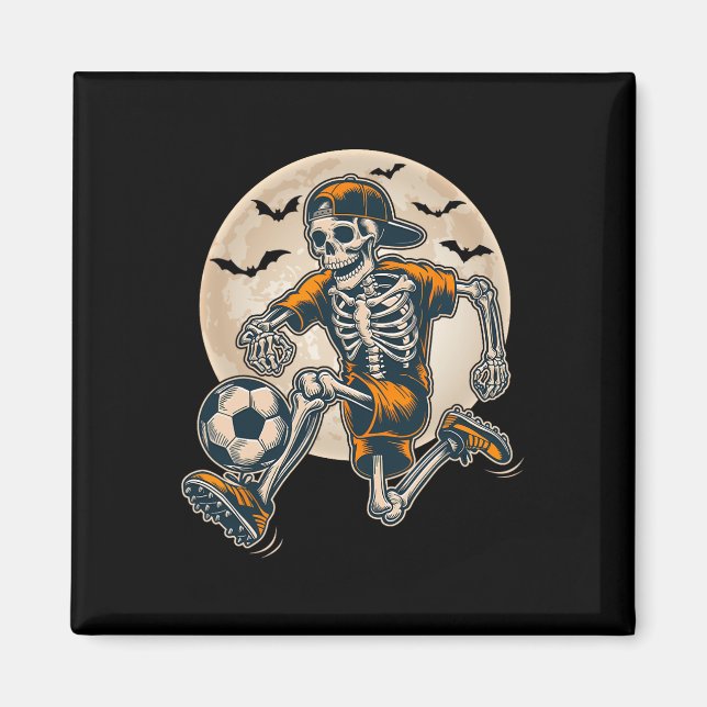 Lättfunny Skeleton Soccer Manar Boys Kids Hallowee Magnet (Framsidan)