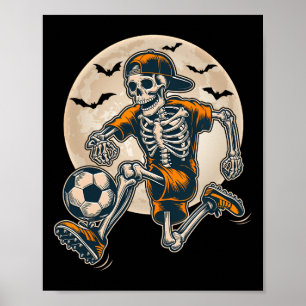 Lättfunny Skeleton Soccer Manar Boys Kids Hallowee Poster