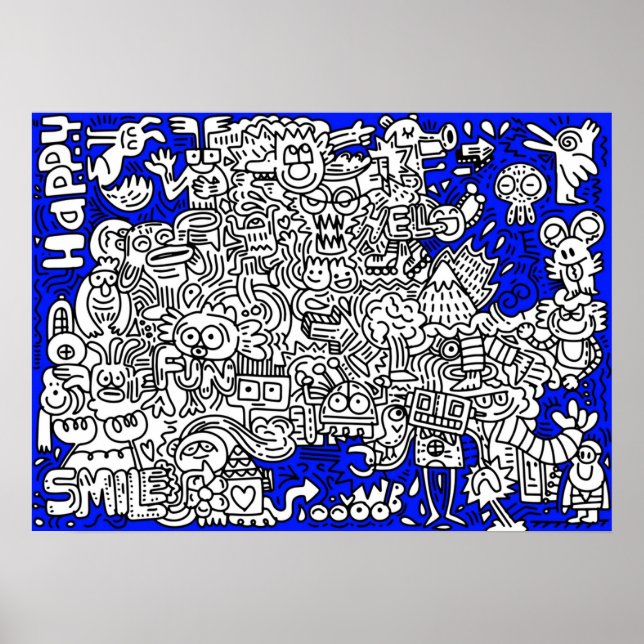 Lättfunny tecknade figurer fantasi teckning poster (Framsidan)