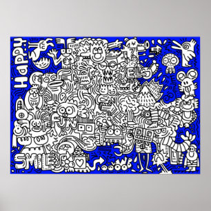 Lättfunny tecknade figurer fantasi teckning poster