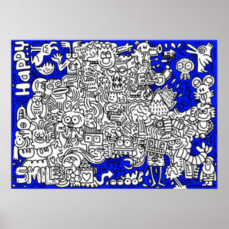 Lättfunny tecknade figurer fantasi teckning poster