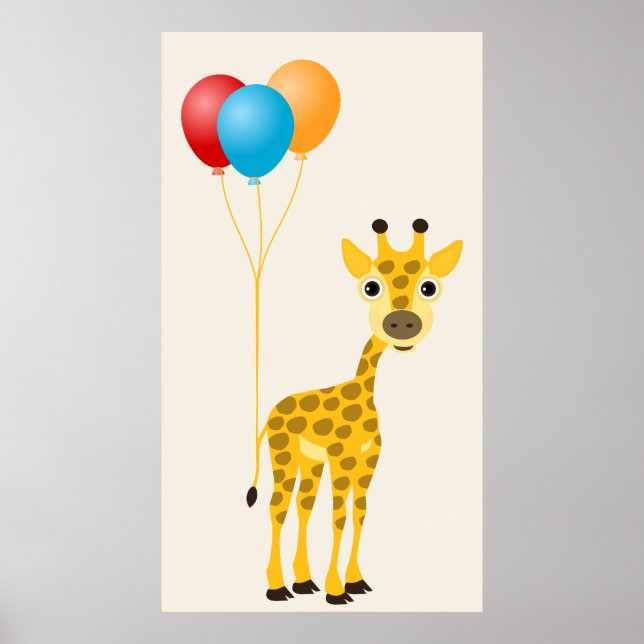 Lättgiraffe med färgstarka ballonger poster (Framsidan)