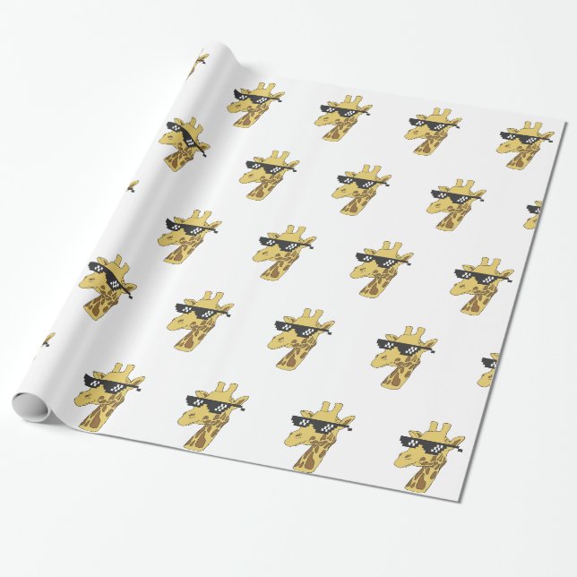 Lättgiraffe med solglasbild presentpapper (Utrullad)