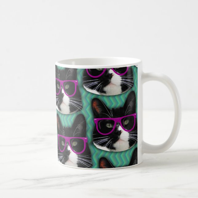 Lättglasögon Tuxedo Cat Mönster Epic-design Kaffemugg (Höger)