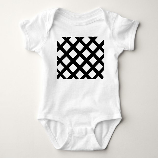 Lattice Baby Bodydress (Cream & Black) T Shirt (Framsida)