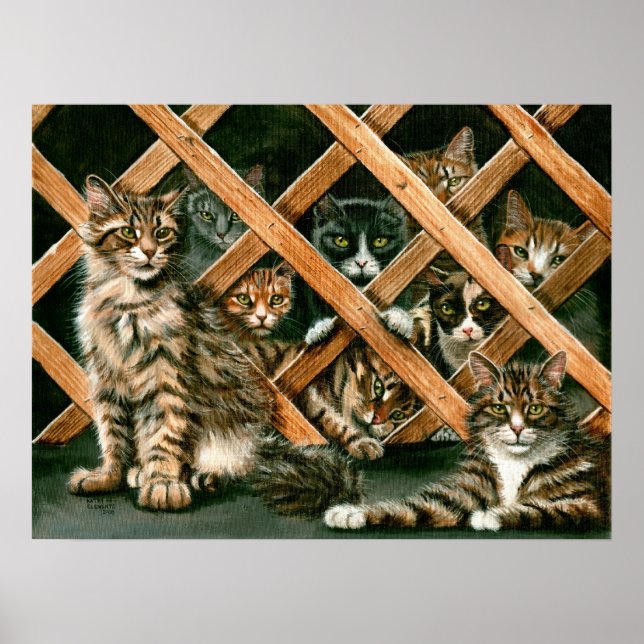 Lattice Cats Poster, tabbys tuxedos kmcoriginals Poster (Framsidan)