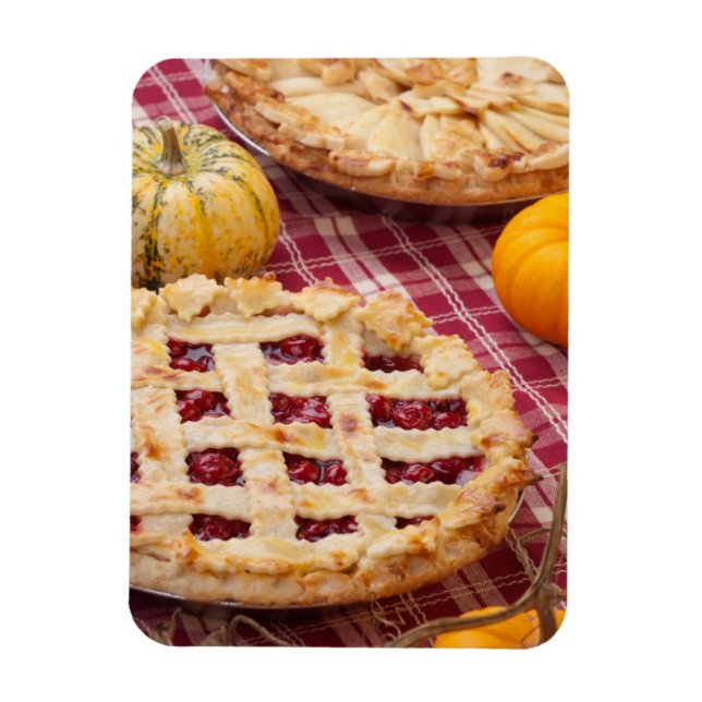 Lattice Cherry Paj och Apple Paj Magnet (Vertikal)