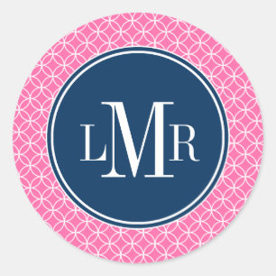 Lattice Circles Mönster Monogram Runt Klistermärke