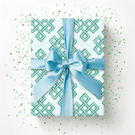 Lattice Endless Knot Textured in Green and Aqua Presentpapper