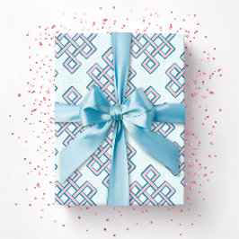 Lattice Endless Knot Textured in Pink and Aqua Presentpapper
