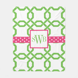 Lattice & Grosgrain Monogrammed Fleece Blanket