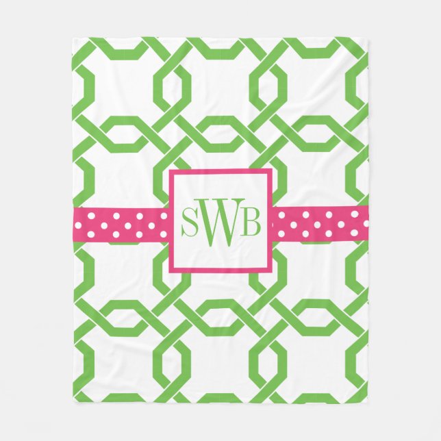 Lattice & Grosgrain Monogrammed Fleece Blanket (Framsidan)